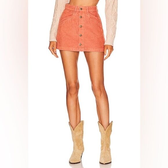 NWOT Free People Ray Cotton Corduroy a line  Mini skirt color Myrrh Rust - Picture 14 of 15